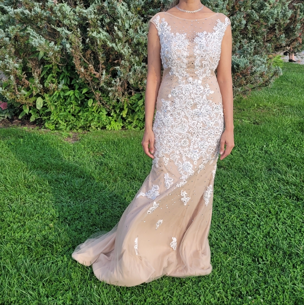 nude white gown